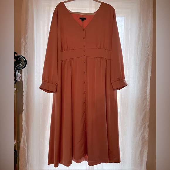 Jcrew Pink Long Sleeve Flowy Dress - sz 22 - Picture 1 of 4